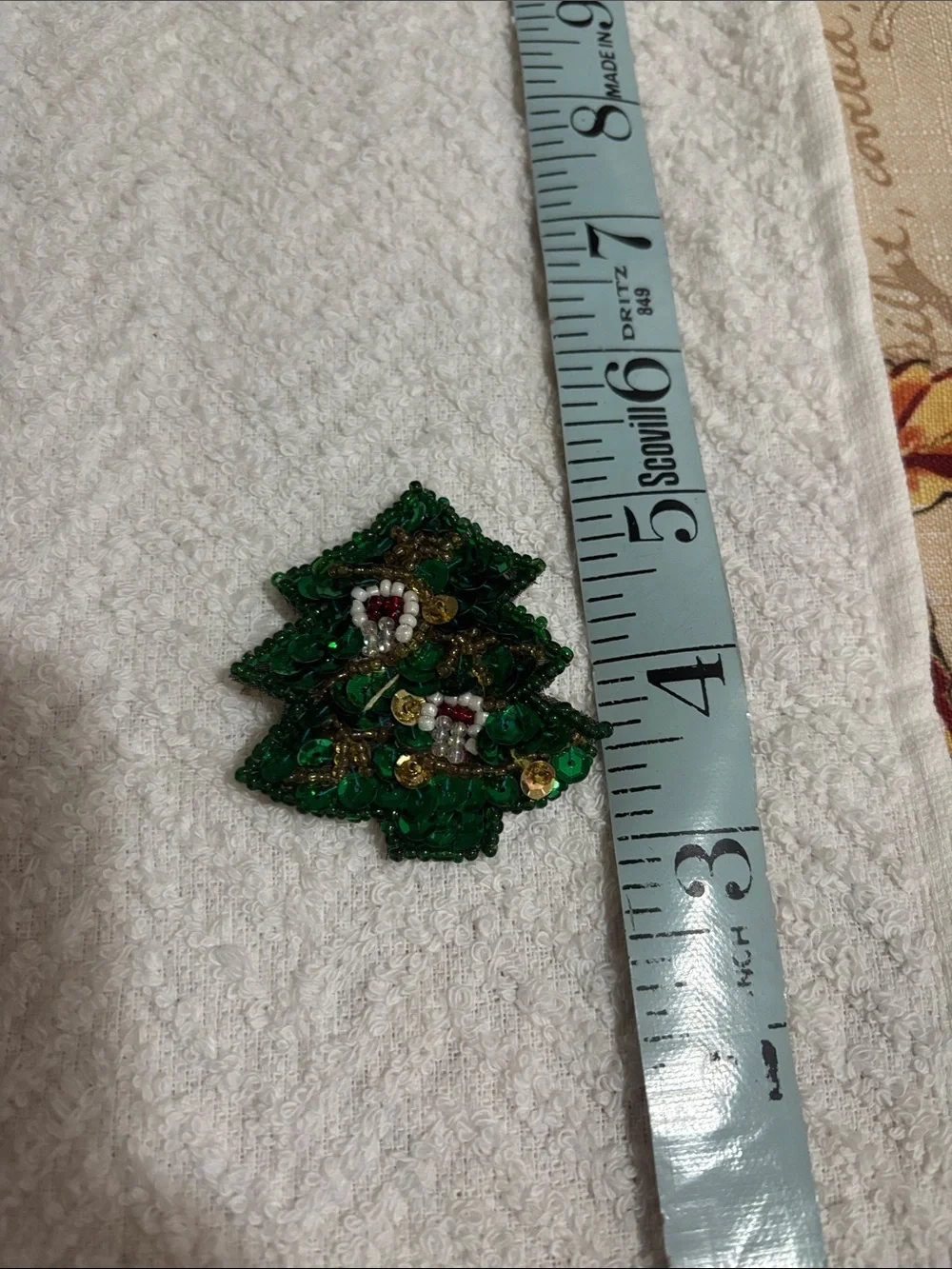 Beaded Green Christmas Tree Brooch - Festive Accessories